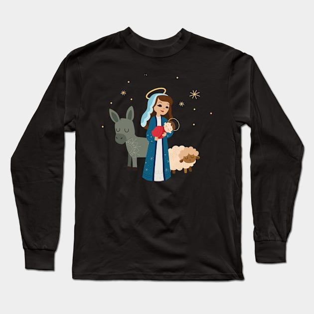 Christmas Nativity Mary and Child Long Sleeve T-Shirt by 513KellySt